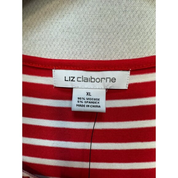 Liz Claiborne Womens Paint the Town Red Blouse Size XL Red Stripe Sleeveless NWT - Picture 2 of 8
